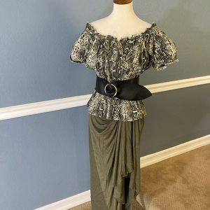 Snake-print peasant blouse & skirt